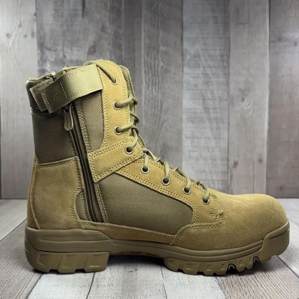 Bates Tac Sport Mens Size 9 Tactical Duty Suede Boots 8 Inch Zip Soft Toe Coyote